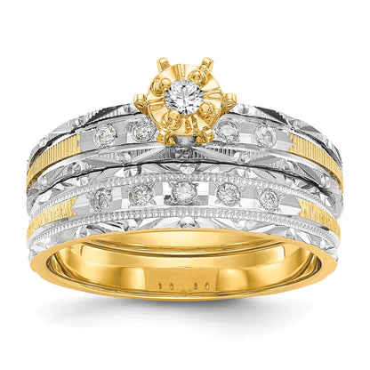 14K Gelbgold Trio-Verlobungsring in AA-Qualität
