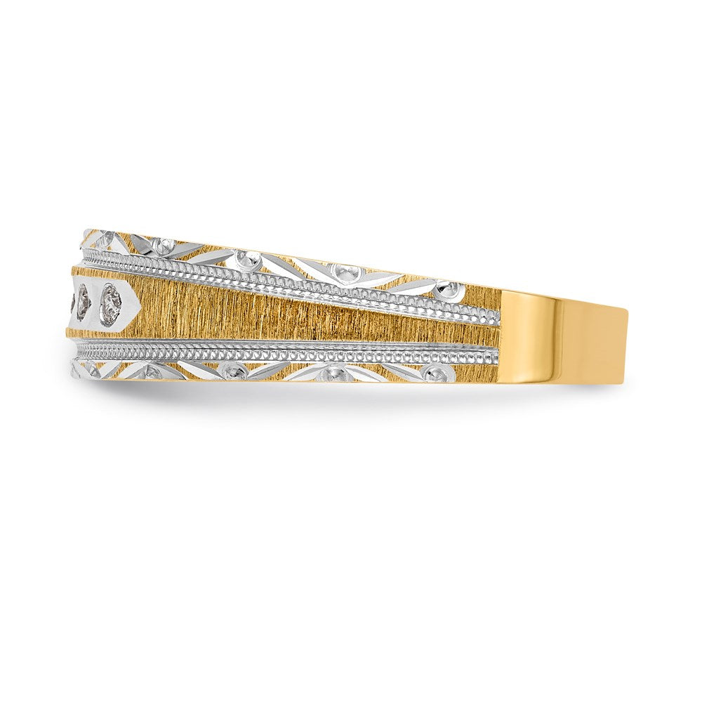 14K Gelbgold und Rhodium Aa Qualität 1/20 Karat Diamant Trio Herren Komplett Ehering