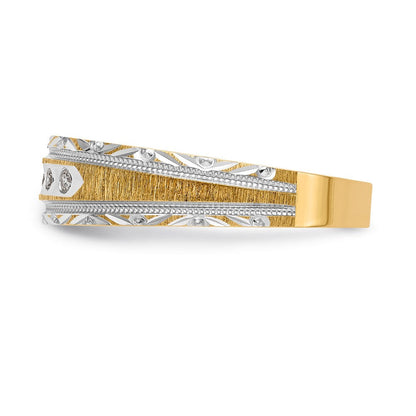 14K Gelbgold und Rhodium Aa Qualität 1/20 Karat Diamant Trio Herren Komplett Ehering