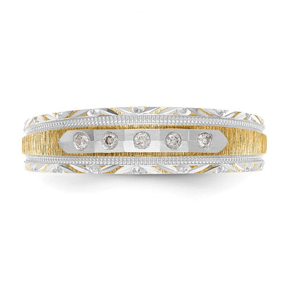 14K Gelbgold und Rhodium Aa Qualität 1/20 Karat Diamant Trio Herren Komplett Ehering