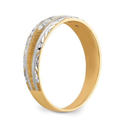 14K Gelbgold und Rhodium Aa Qualität 1/20 Karat Diamant Trio Herren Komplett Ehering