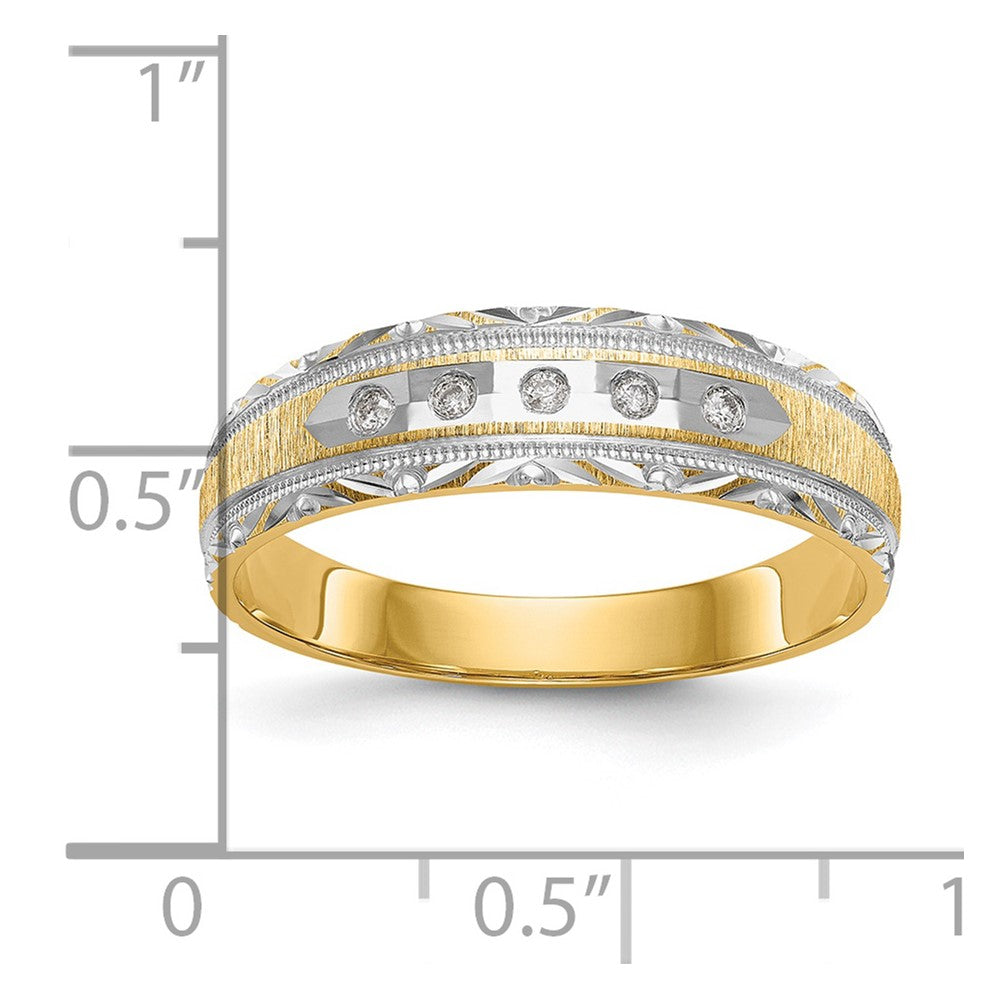 14K Gelbgold und Rhodium Aa Qualität 1/20 Karat Diamant Trio Herren Komplett Ehering