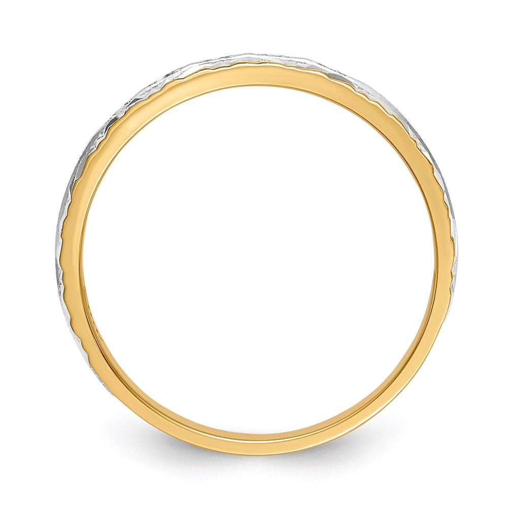 14K Gelbgold und Rhodium Aa Qualität 1/20 Karat Diamant Trio Damen Komplett Ehering