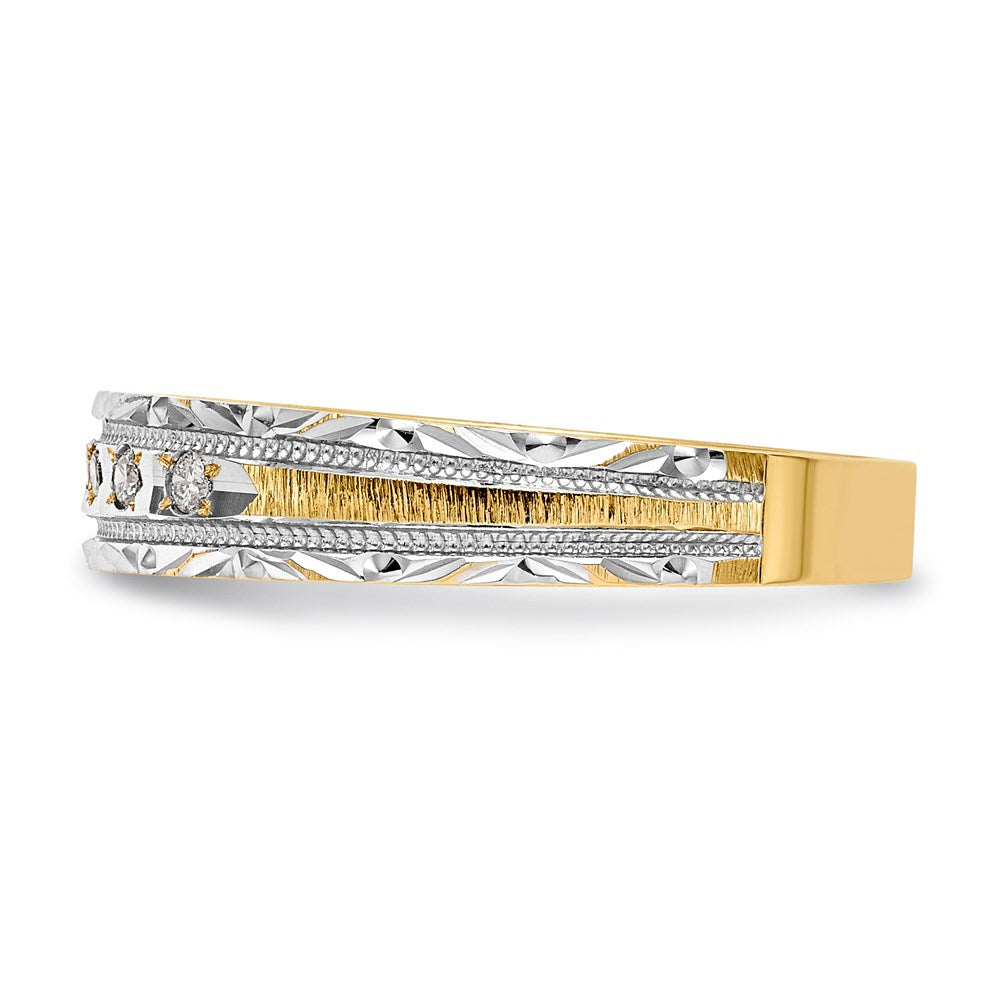 14K Gelbgold und Rhodium Aa Qualität 1/20 Karat Diamant Trio Damen Komplett Ehering