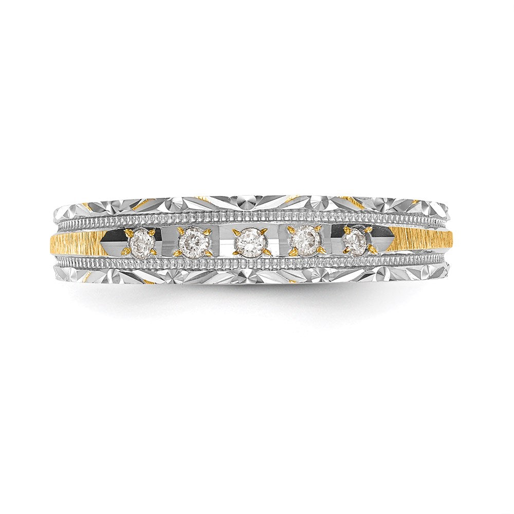 14K Gelbgold und Rhodium Aa Qualität 1/20 Karat Diamant Trio Damen Komplett Ehering