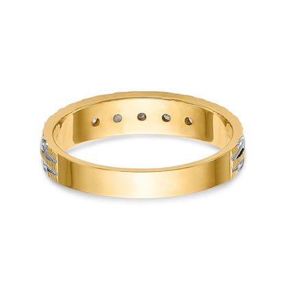 14K Gelbgold und Rhodium Aa Qualität 1/20 Karat Diamant Trio Damen Komplett Ehering