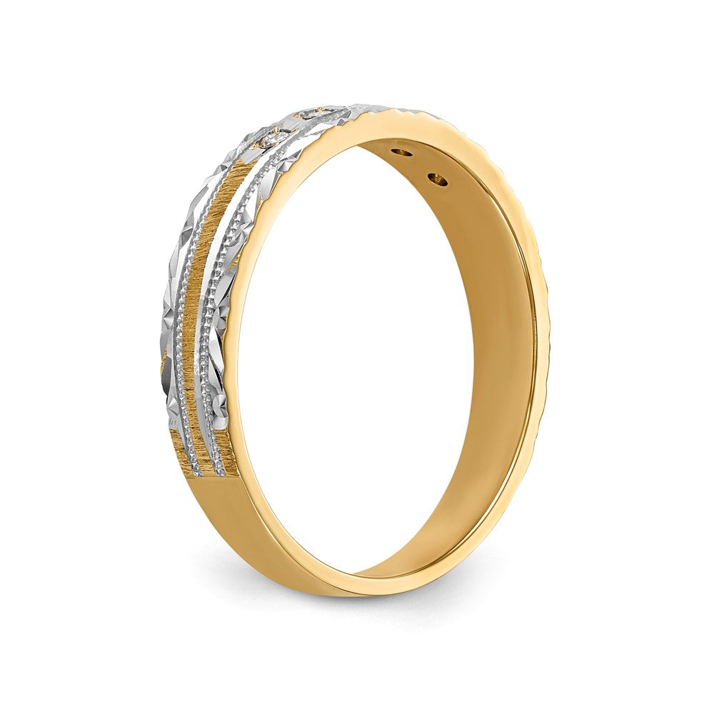 14K Gelbgold und Rhodium Aa Qualität 1/20 Karat Diamant Trio Damen Komplett Ehering