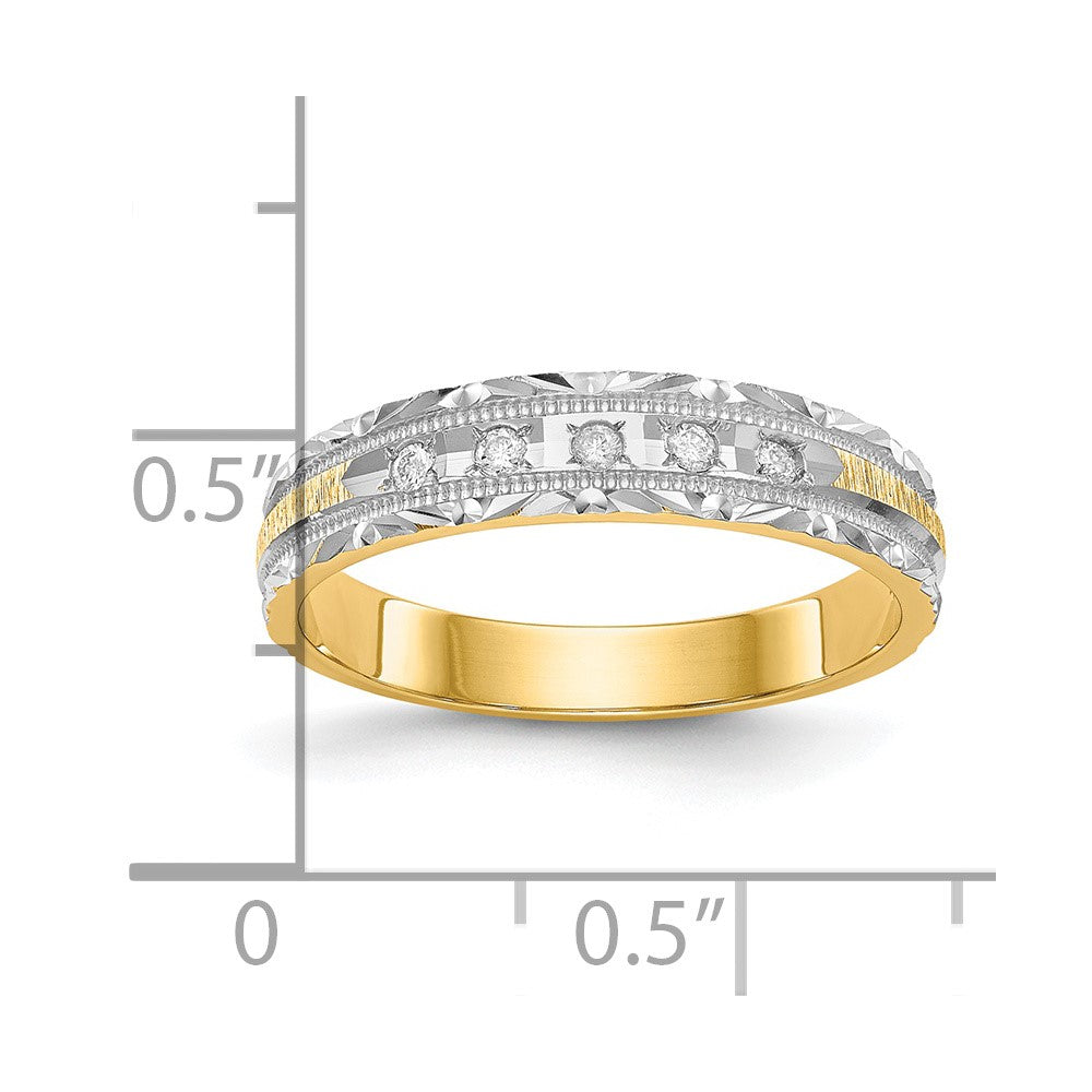 14K Gelbgold und Rhodium Aa Qualität 1/20 Karat Diamant Trio Damen Komplett Ehering