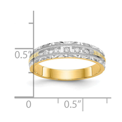 14K Gelbgold und Rhodium Aa Qualität 1/20 Karat Diamant Trio Damen Komplett Ehering