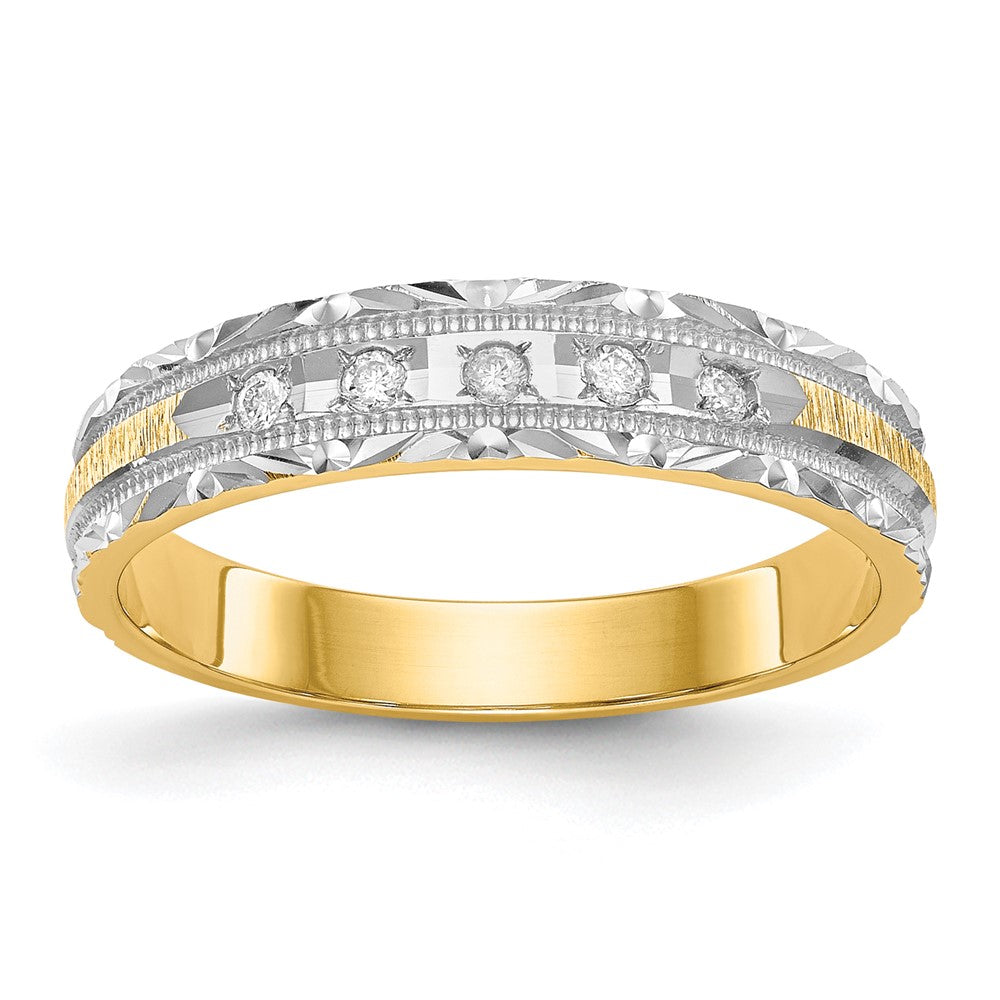 14K Gelbgold und Rhodium Aa Qualität 1/20 Karat Diamant Trio Damen Komplett Ehering