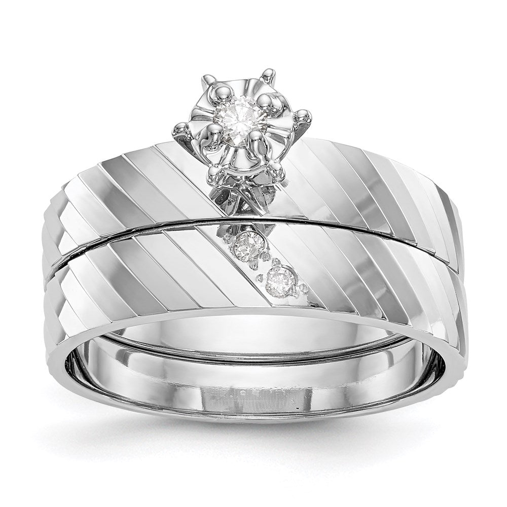14K Weißgold Trio-Verlobungsring in AA-Qualität