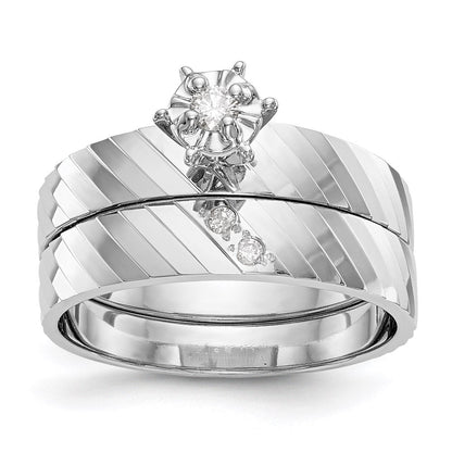 14K Weißgold Trio-Verlobungsring in AA-Qualität
