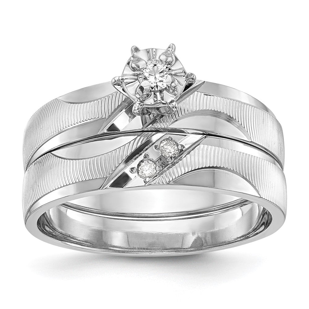 14K Weißgold Trio-Verlobungsring in AA-Qualität