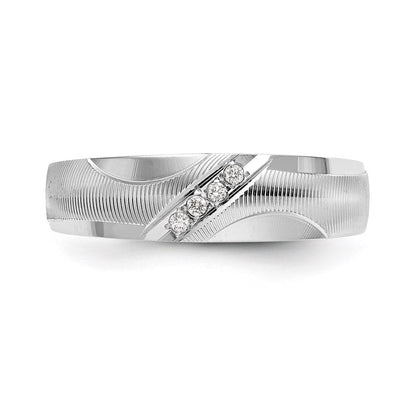 14K Weißgold Aa Qualität 1/20 Karat Diamant Trio Herren Komplett Ehering