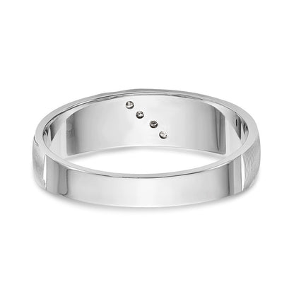 14K Weißgold Aa Qualität 1/20 Karat Diamant Trio Herren Komplett Ehering