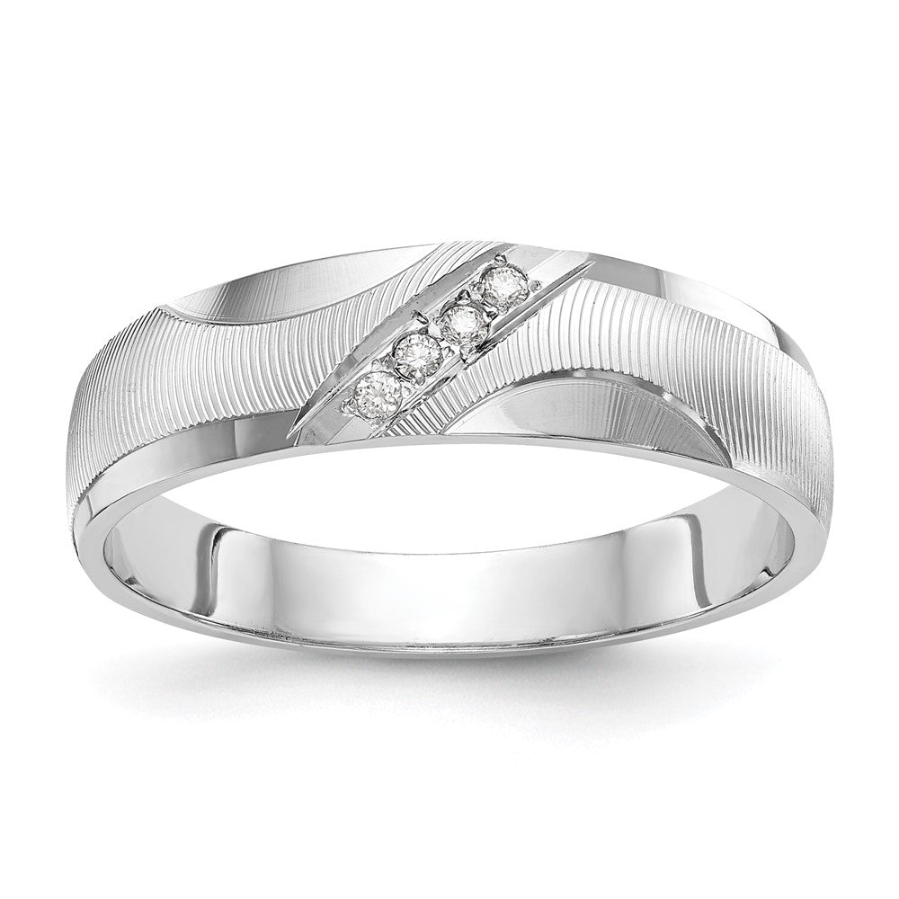 14K Weißgold Aa Qualität 1/20 Karat Diamant Trio Herren Komplett Ehering