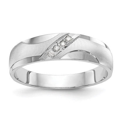 14K Weißgold Aa Qualität 1/20 Karat Diamant Trio Herren Komplett Ehering