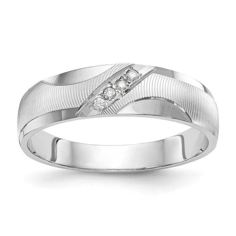 14K Weißgold Aa Qualität 1/20 Karat Diamant Trio Herren Komplett Ehering