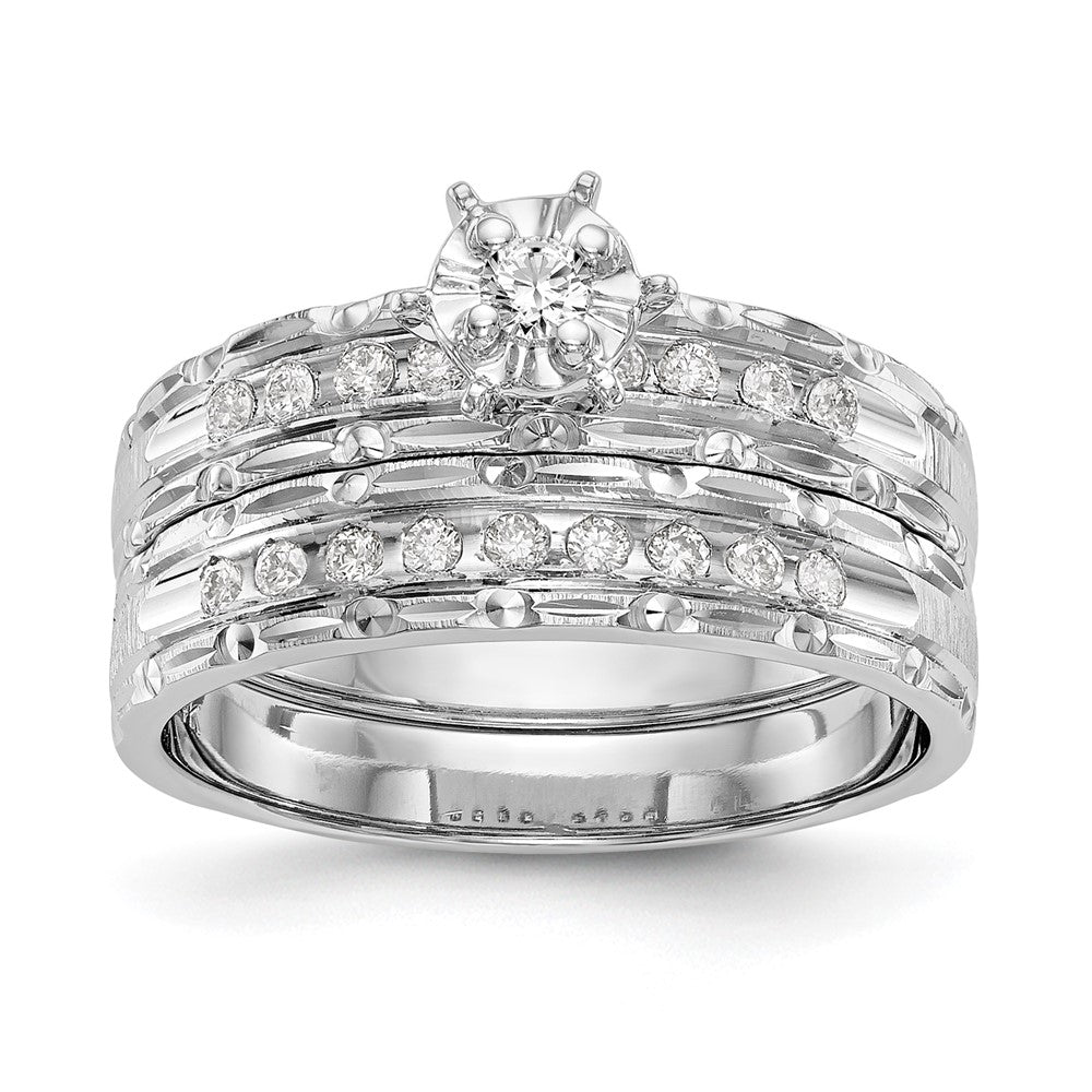 14K Weißgold Trio-Verlobungsring in AA-Qualität