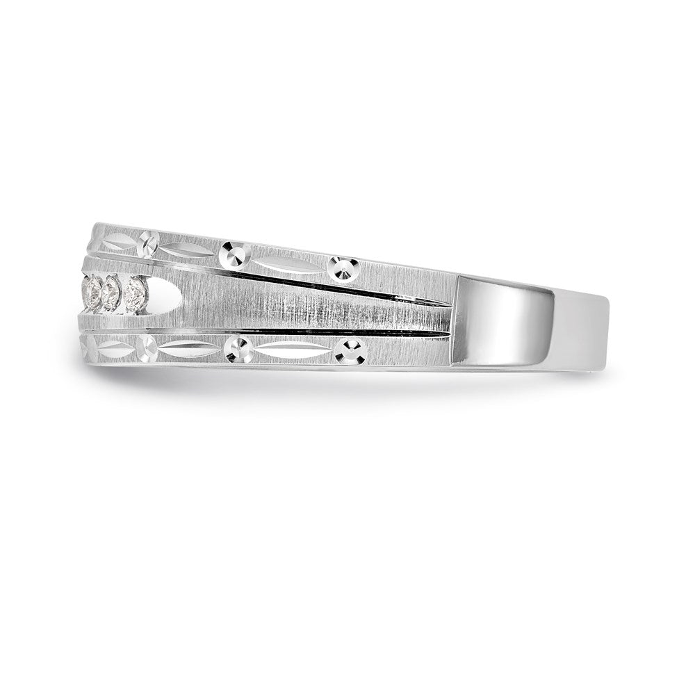 14K Weißgold Aa Qualität 1/10 Karat Diamant Trio Herren Komplett Ehering