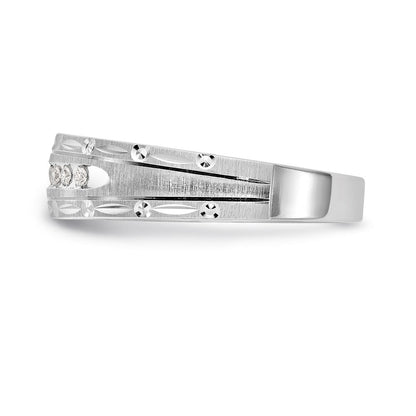 14K Weißgold Aa Qualität 1/10 Karat Diamant Trio Herren Komplett Ehering