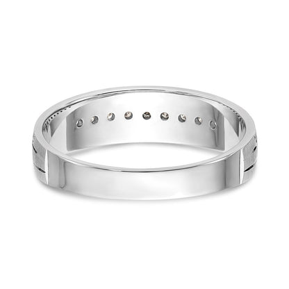 14K Weißgold Aa Qualität 1/10 Karat Diamant Trio Herren Komplett Ehering