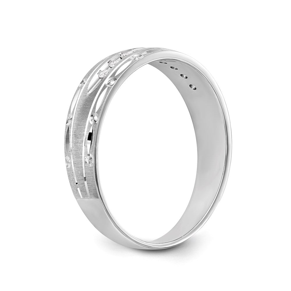 14K Weißgold Aa Qualität 1/10 Karat Diamant Trio Herren Komplett Ehering