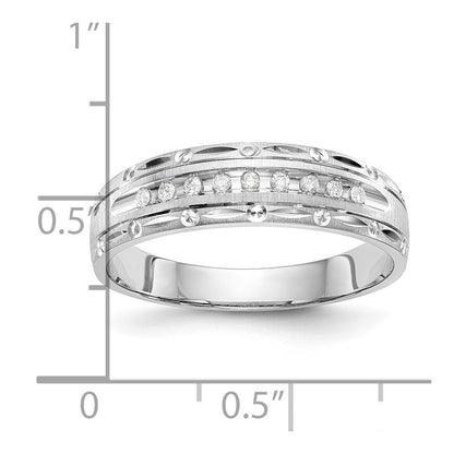 14K Weißgold Aa Qualität 1/10 Karat Diamant Trio Herren Komplett Ehering