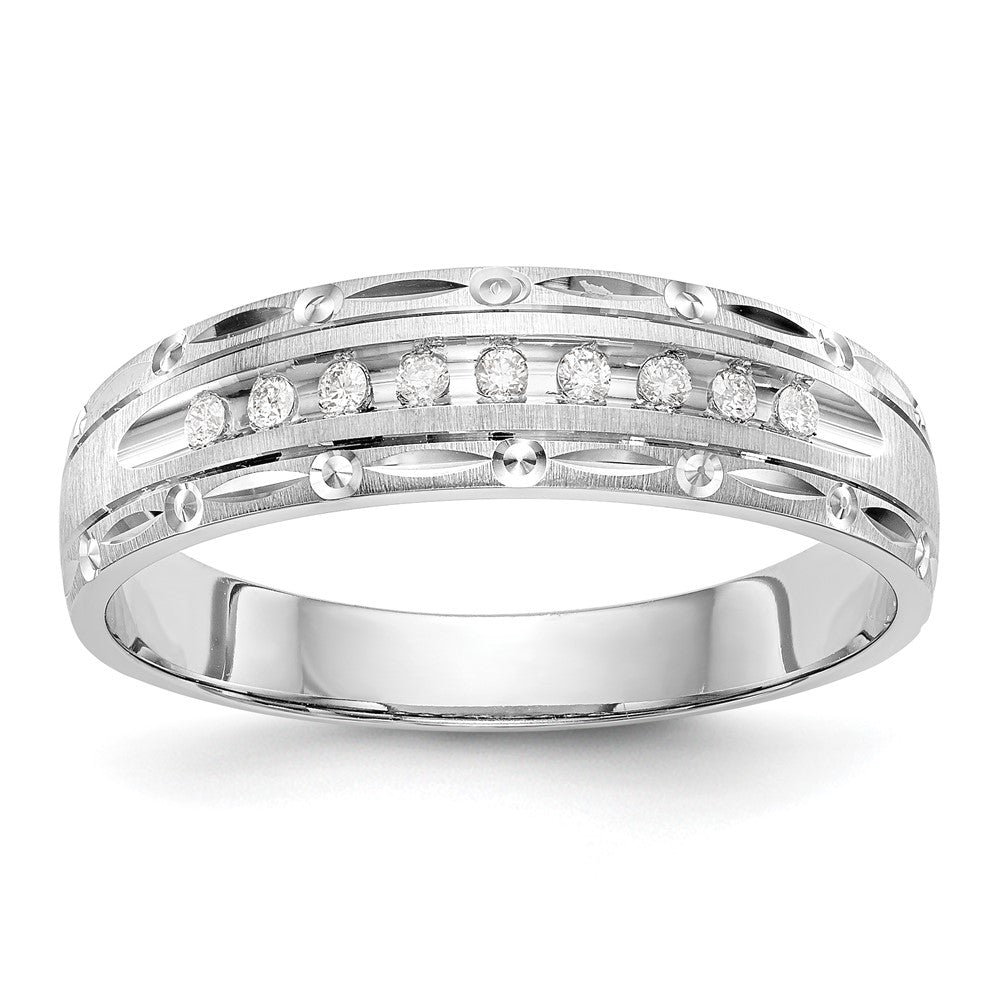 14K Weißgold Aa Qualität 1/10 Karat Diamant Trio Herren Komplett Ehering