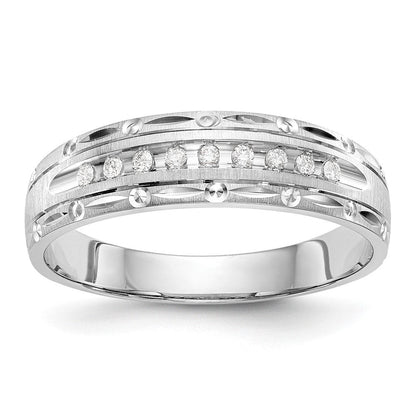 14K Weißgold Aa Qualität 1/10 Karat Diamant Trio Herren Komplett Ehering