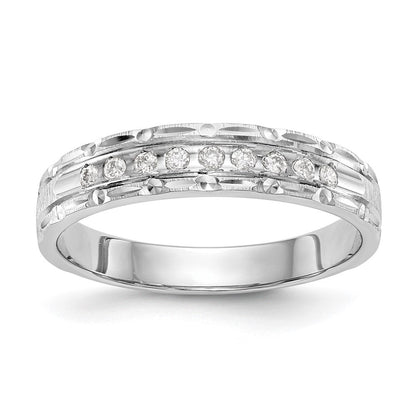 14K Weißgold Aa Qualität 1/10 Karat Diamant Trio Damen Komplett Ehering