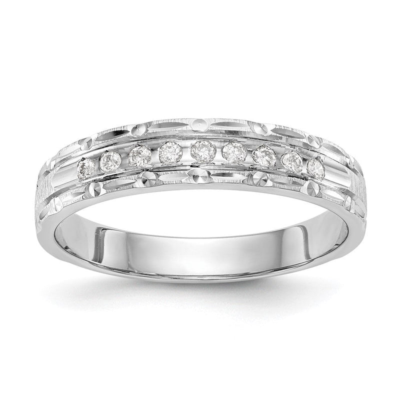 14K Weißgold Aa Qualität 1/10 Karat Diamant Trio Damen Komplett Ehering