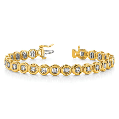 14K Gelbgold Komplett 3/4 Karat Rund Vs Diamant Kreis Add A 7 Zoll Tennis Armband