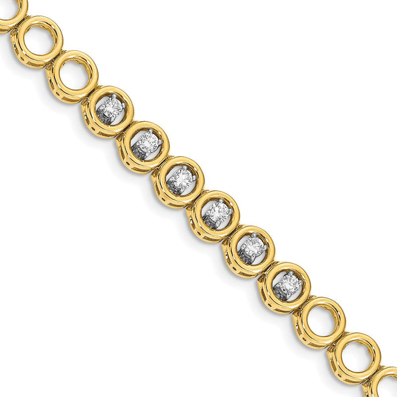 14K Gelbgold Komplett 3/4 Karat Rund Vs Diamant Kreis Add A 7 Zoll Tennis Armband