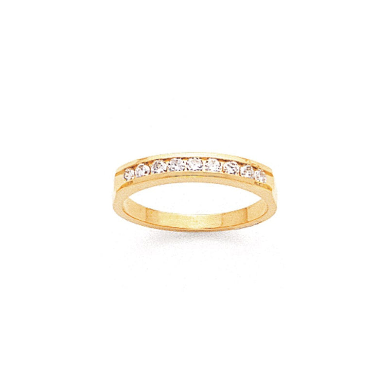 14K Gelbgold Ehering mit natürlichen Diamanten in Kanalfassung