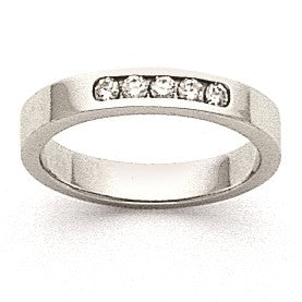 14K Weißgold 5 Stein 1/6 Karat Rund Diamant Komplett Kanalfassung Ring