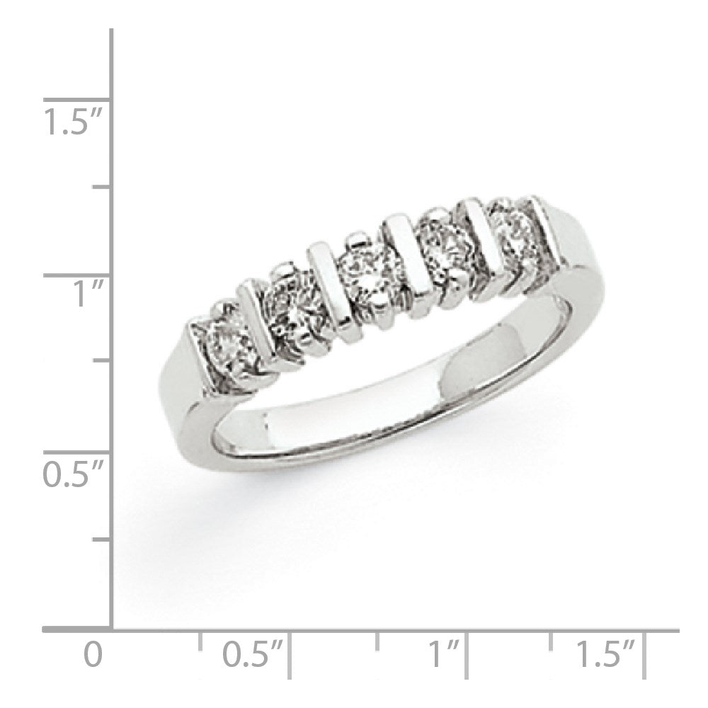14K Weißgold Ring mit 5 natürlichen Diamanten, 0,465 ct. Gesamtgewicht