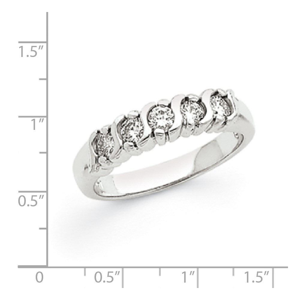 14K Weißgold Ehering mit 5 natürlichen Diamanten
