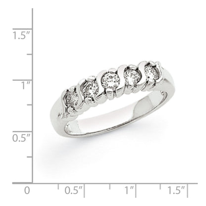 14K Weißgold Ehering mit 5 natürlichen Diamanten