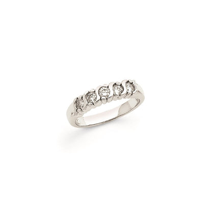 14K Weißgold Ehering mit 5 natürlichen Diamanten