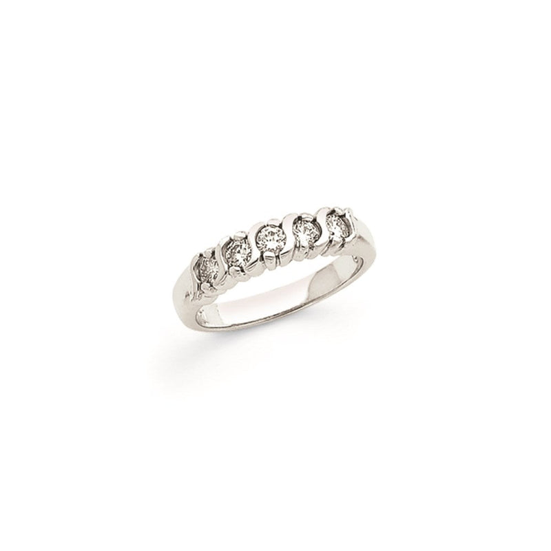 14K Weißgold Ehering mit 5 natürlichen Diamanten, 0,465 ct. Gesamtgewicht