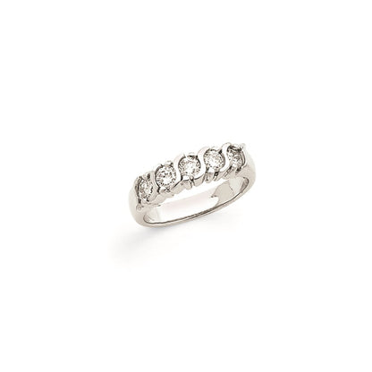 14K Weißgold Memoire-Ring mit natürlichen Diamanten AAA