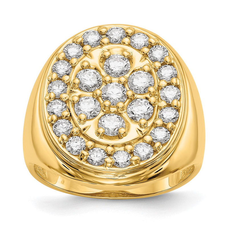 14K Gelbgold Herrenring mit natürlichen Diamanten 1,983 ct. Gesamtgewicht