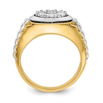 14K Bicolor Gold Herrenring mit natürlichen Diamanten 0,98 ct. Gesamtgewicht