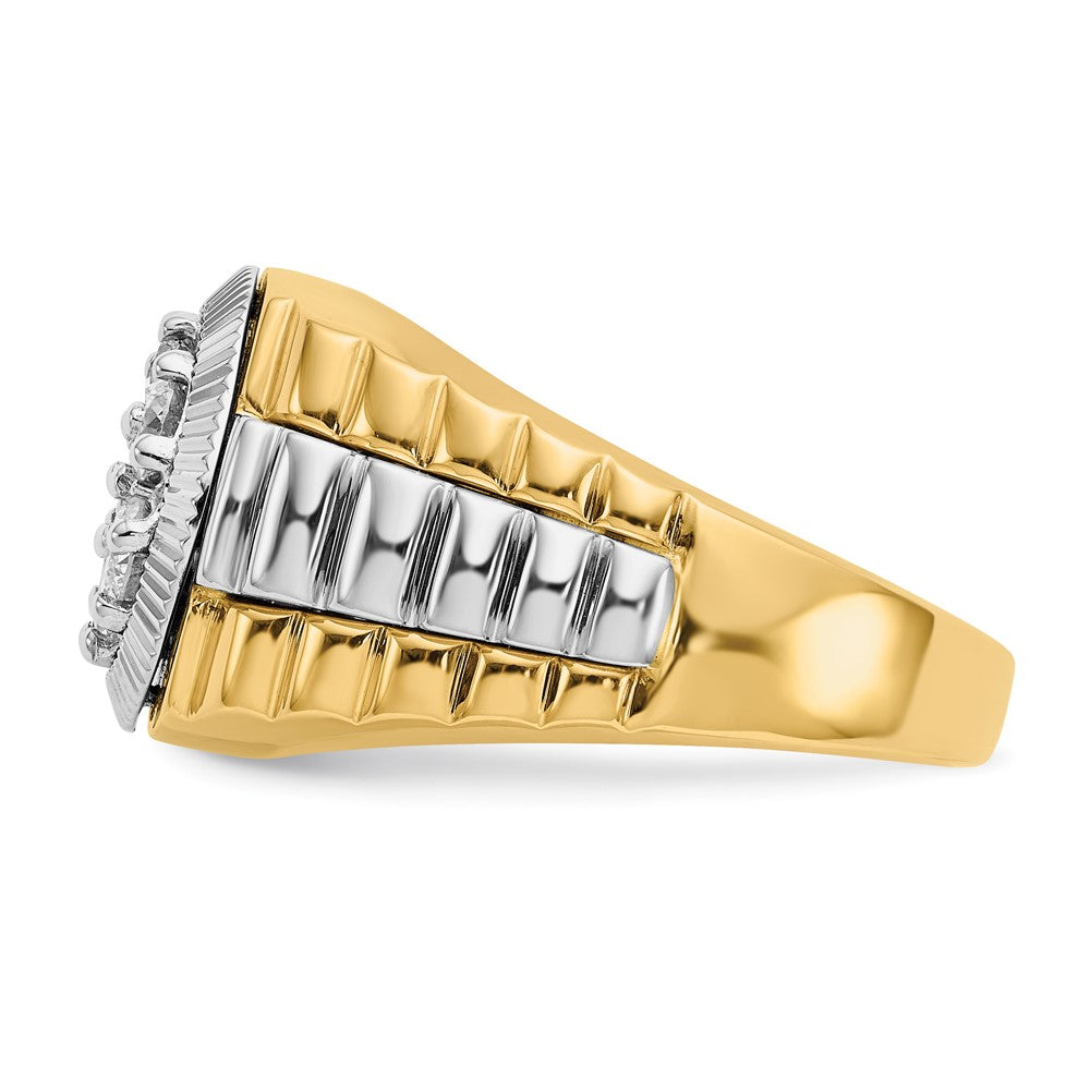 14K Bicolor Gold Herrenring mit natürlichen Diamanten 0,98 ct. Gesamtgewicht