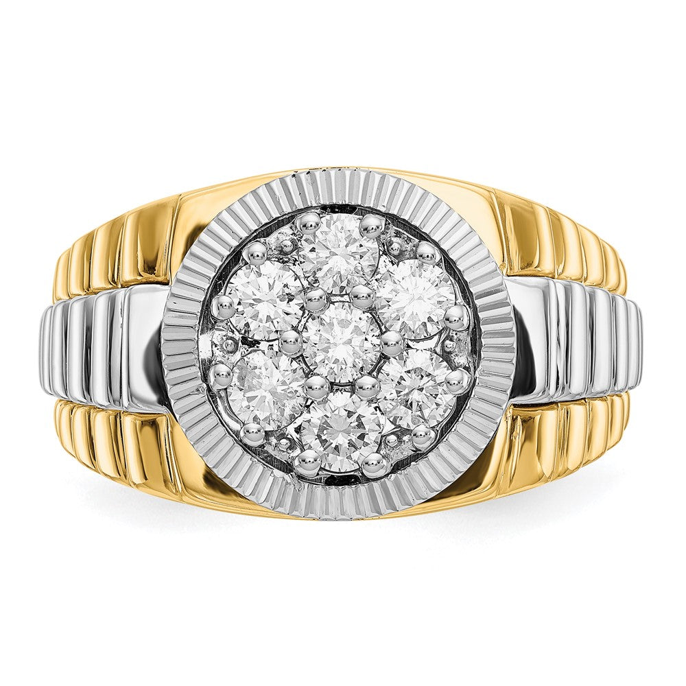 14K Bicolor Gold Herrenring mit natürlichen Diamanten 0,98 ct. Gesamtgewicht