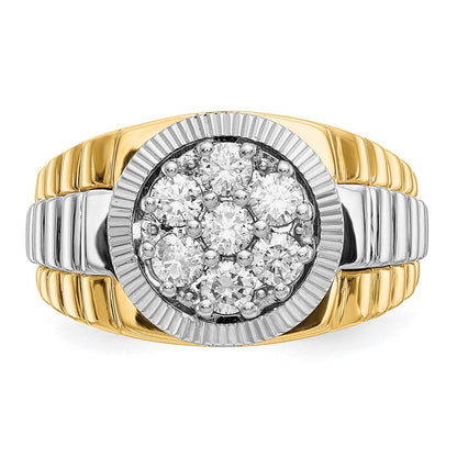 14K Bicolor Gold Herrenring mit natürlichen Diamanten 0,98 ct. Gesamtgewicht