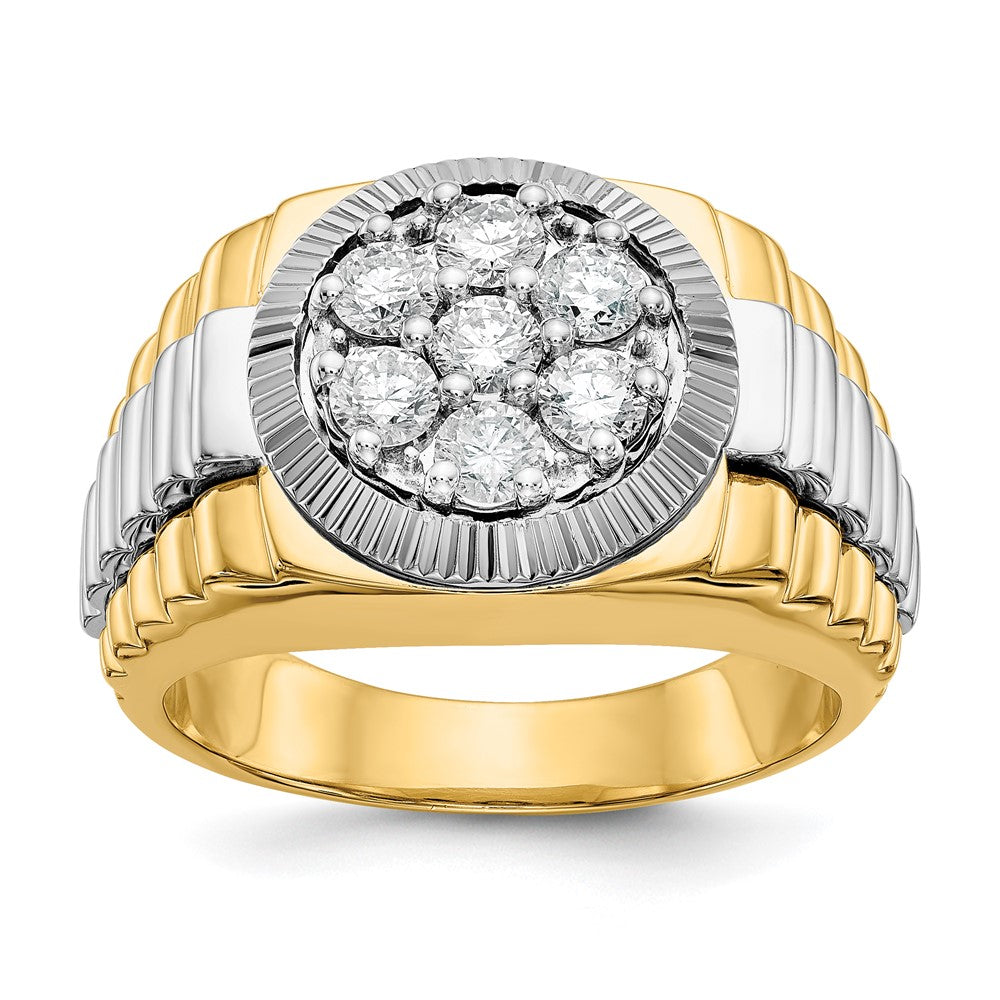 14K Bicolor Gold Herrenring mit natürlichen Diamanten 0,98 ct. Gesamtgewicht