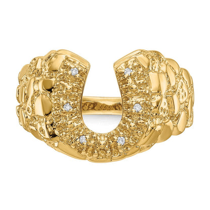 14K Gelbgold Herren-Diamantring mit Krappenfassung