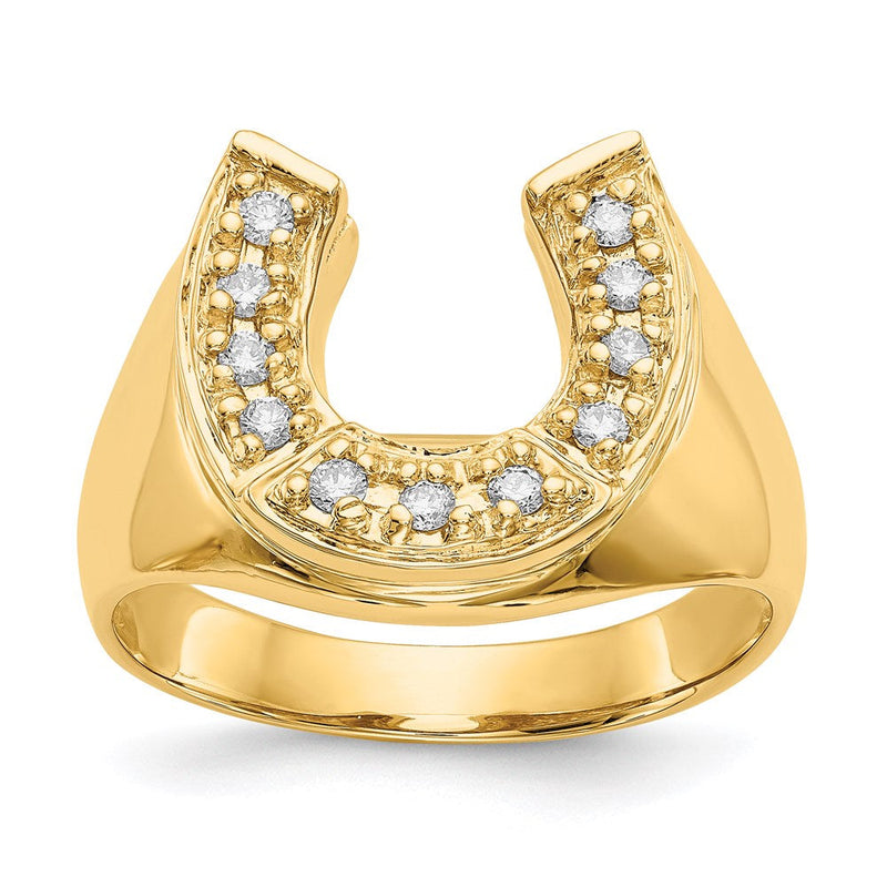 14K Gelbgold Herrenring mit natürlichen Diamanten 0,22 ct. Gesamtgewicht
